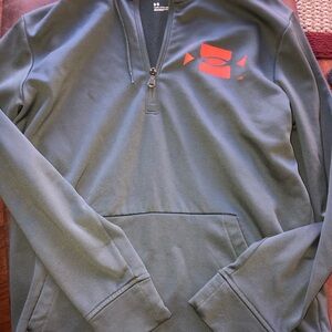 Under Armour Gray Quarter Zip Pullover with Orange Logo
